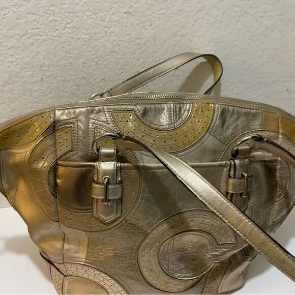 2011 Coach Chelsea Inlaid Perforated Leather Emerson Satchel Leather Rare - Picture 6 of 10